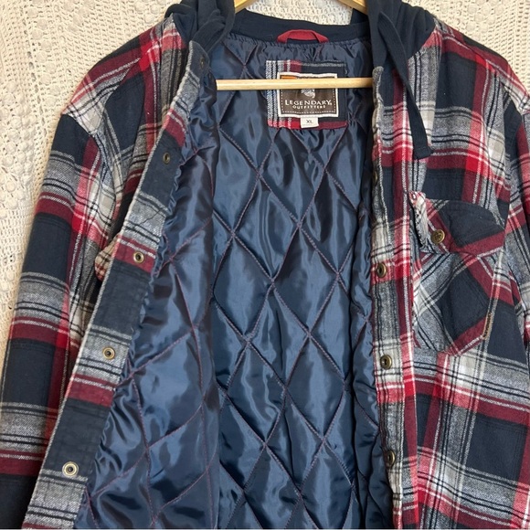 Legendary Outfitters Men’s Shirt Jacket w/Hood, Black Red Blue Flannel Size XL - Picture 10 of 10